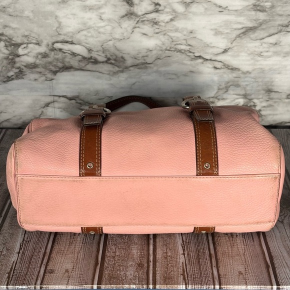 Coach Pink Leather Satchel Shoulder Purse F10887 Pebbled Brown Silver hardware - Picture 6 of 12